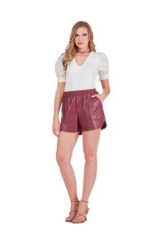 Faux Leather Short, Wine