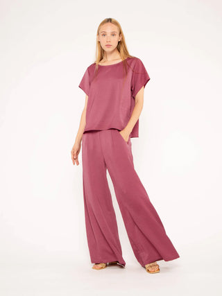 Ripley Rader Satin Crepe Everyday T-Shirt, Mulberry