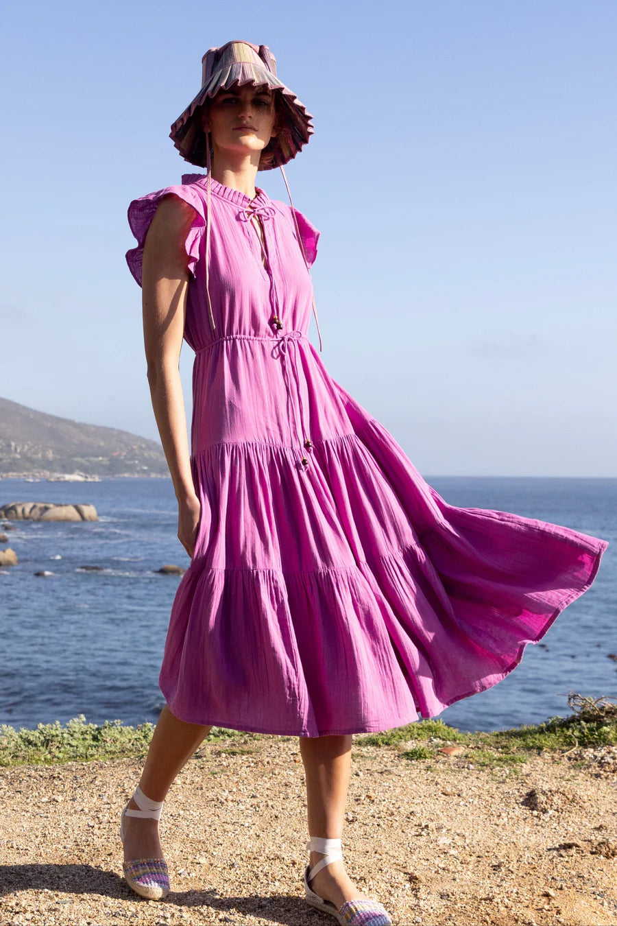 pink oliphant dress Oliphant Sleeveless Smocked Maxi Dress