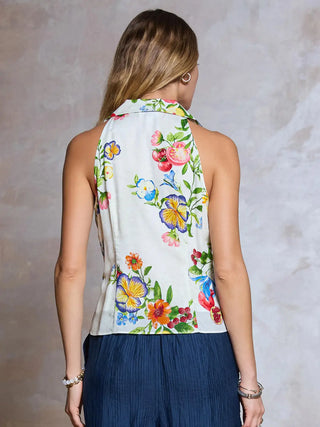 Halter Neck Button Top w/ tie