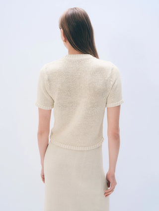 Luxe Organic Cotton T Shirt, Ecru/Espresso