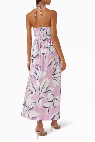 Paloma Halter Midi Dress, Pink Abstract