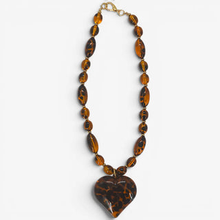 Chunky Tortoise Bead Heart Necklace