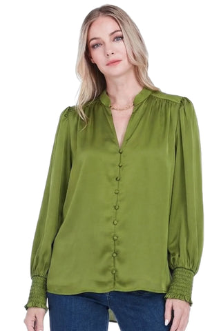 Front Split Button Top, Caper