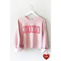 XOXO Crop Sweatshirt, Rose with Foil Print