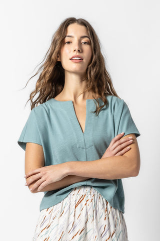 Lilla P Split Neck Dolman Wedge, Seagreen