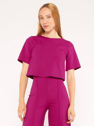 Ripley Rader Ponte Short Sleeve Top, Fuchsia