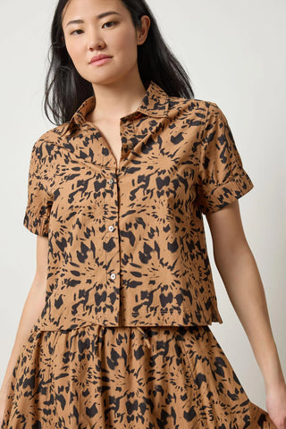 Elastic Cuff Button Down, Animal Floral