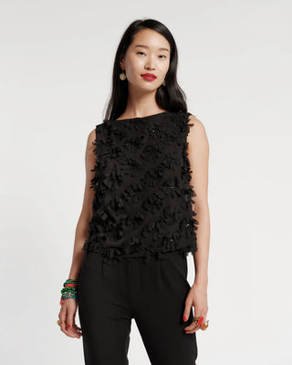 Cheree Shell Daisy Applique, Black