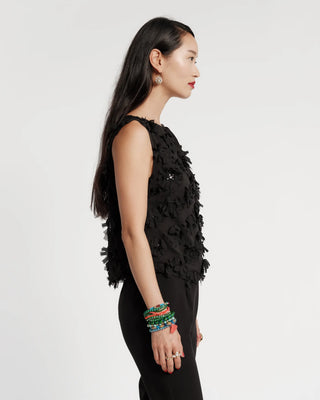 Cheree Shell Daisy Applique, Black