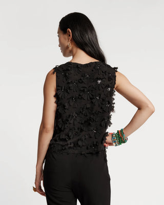 Cheree Shell Daisy Applique, Black