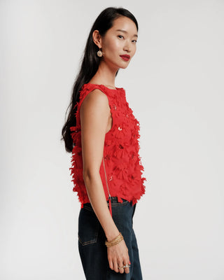Cheree Shell Daisy Applique, Red