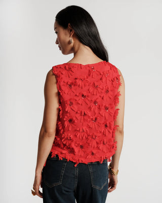 Cheree Shell Daisy Applique, Red