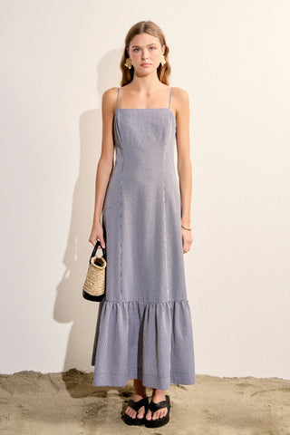 Gingham Maxi Dress, Black and White