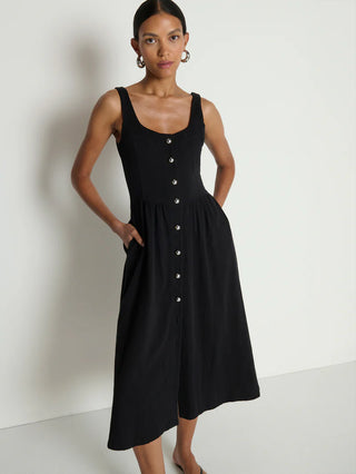 Laurel Midi Dress, Jet Black