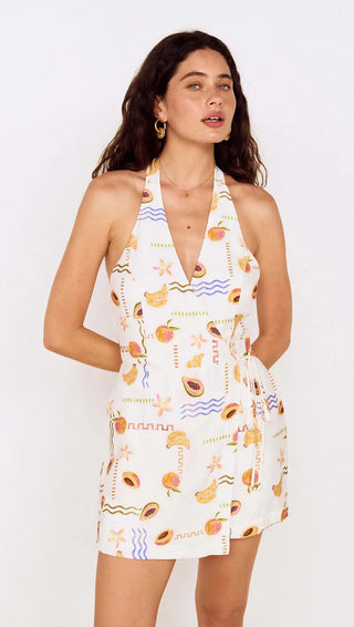 Carmen Halter Romper, White/Fruity
