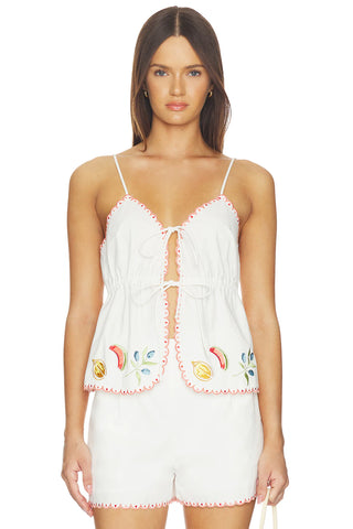 Santorini Embriodered Cami, White
