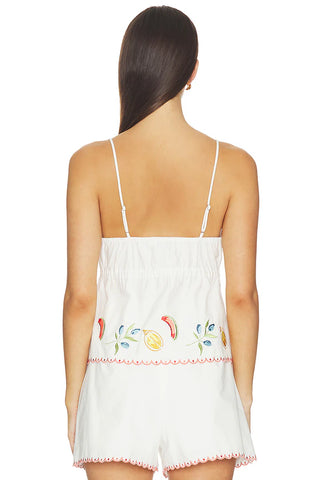 Santorini Embriodered Cami, White