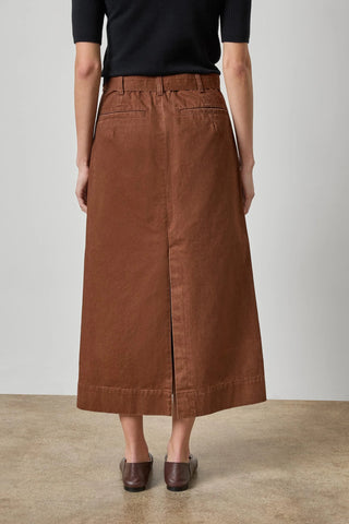 Washed Twill Utility Skirt, Chestnut