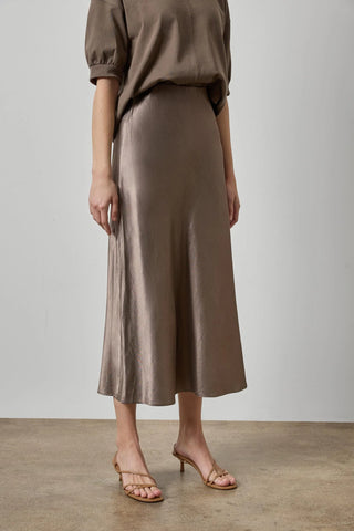 Slub Woven Bias Skirt, Shiitake