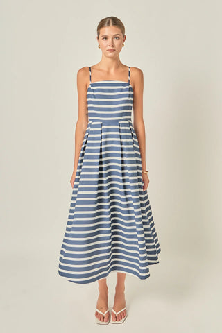 Striped Midi Dress, Navy/White