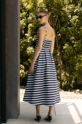 Striped Midi Dress, Navy/White