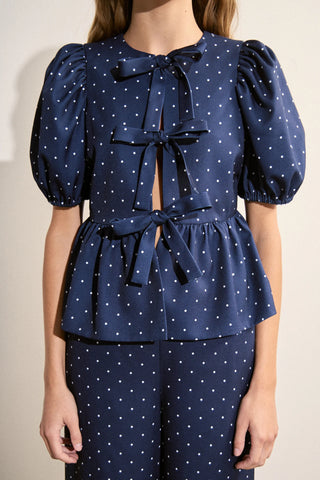 Polka Dot Puff Sleeve Top