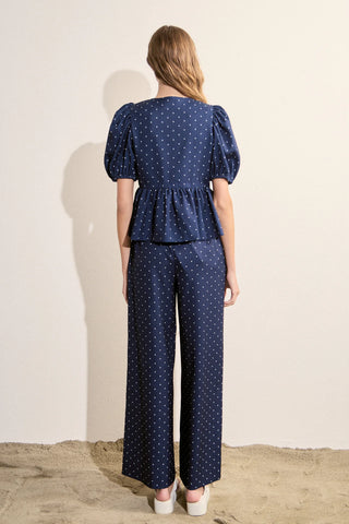 Polka Dot Puff Sleeve Top