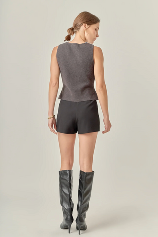 Rhinestone Bow Knit Vest