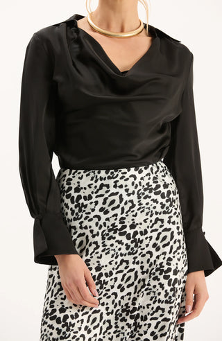 Astrid Charmeuse Blouse, Black