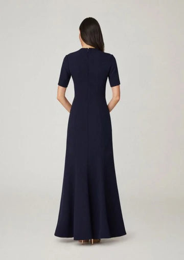 Shoshanna Elie Crepe Short-sleeve Gown - Navy Shoshanna Elie Crepe Short-sleeve Gown - Navy