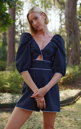 Matador Wide-Leg Romper, Navy/White