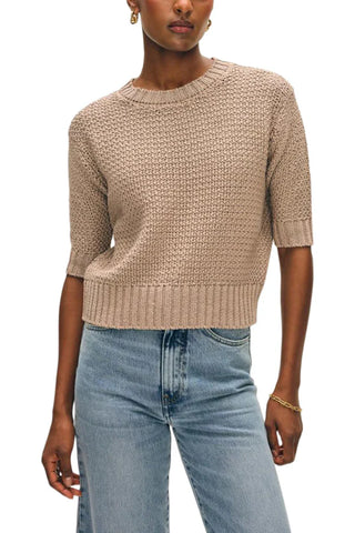 Taupe Cotton Textured Crew