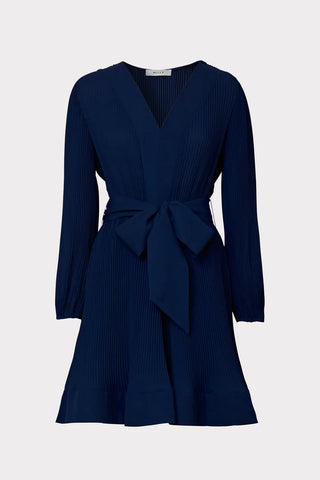 Liv Solid Pleat Dress, Navy