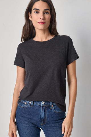 Short Sleeve Crewneck Seam Back, Black
