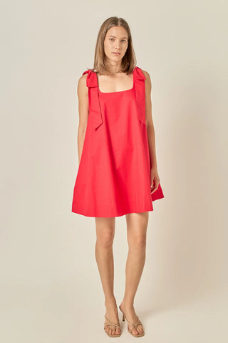 Bow Sleeveless Mini Dress, Red