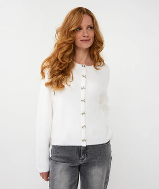 Sweater with Bow, Off White