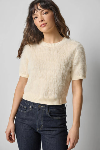 Short Sleeve Brushed Crewneck, Ivory