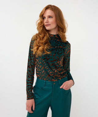 Mesh Burnout Top, Teal