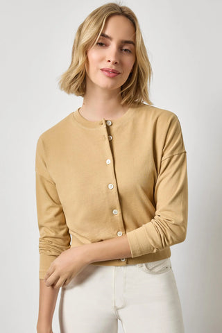 Rib Trim Cardigan, Burlap