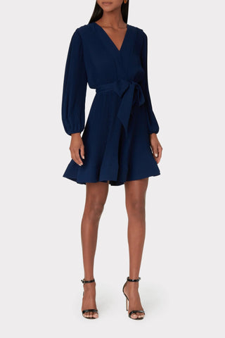 Liv Solid Pleat Dress, Navy