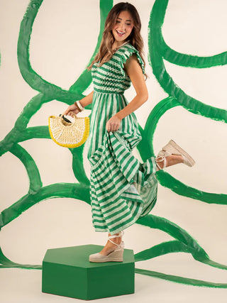 Grace Maxi, Mist Green Stripe