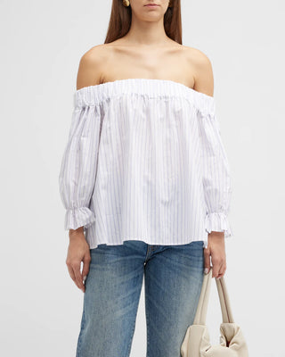 Gruner Blouse, White/Lavender Stripes