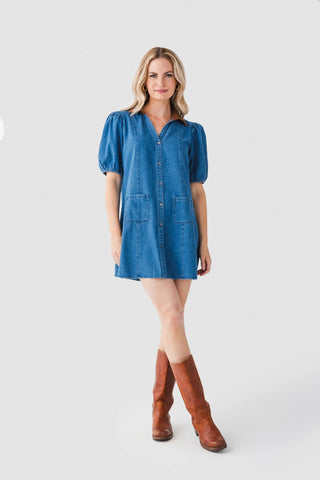Mixed Media Denim Dress