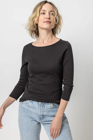 3/4 Sleeve Boatneck, Black