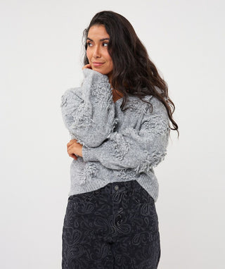 Sweater 3D Fringes, Grey