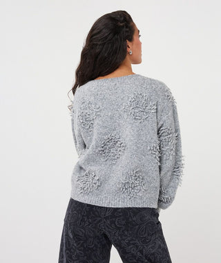 Sweater 3D Fringes, Grey
