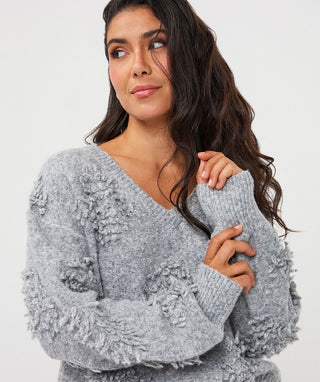 Sweater 3D Fringes, Grey