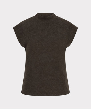 Sweater Sleeveless Mockneck, Cacao