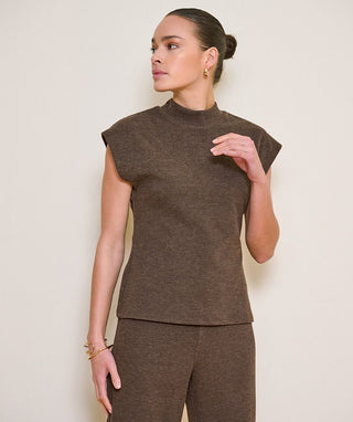 Sweater Sleeveless Mockneck, Cacao